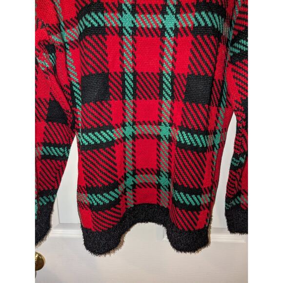 Womens Ugly Christmas Sweater 33 degrees Plaid Sequin Snowman Holiday Size Large - Picture 10 of 11